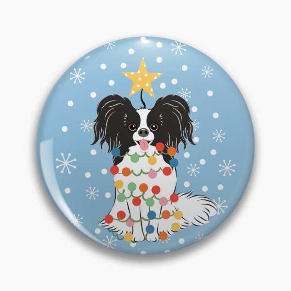 Item preview, Black White Papillon Dog Christmas Tree designed and sold by Lulupainting.