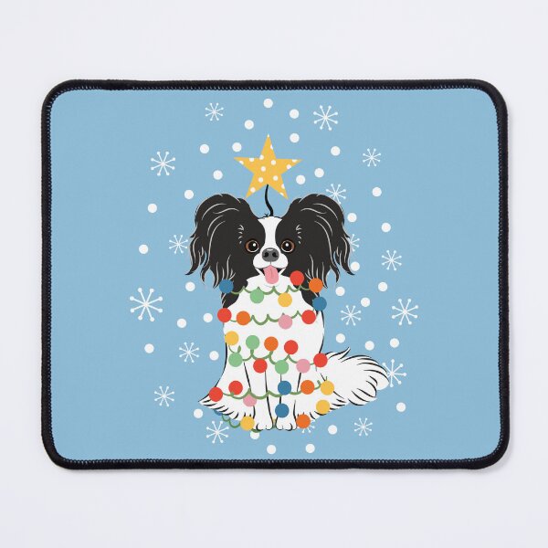 Artikelvorschau, Schwarz-weißer Papillon-Hunde-Weihnachtsbaum entworfen und verkauft von Lulupainting.