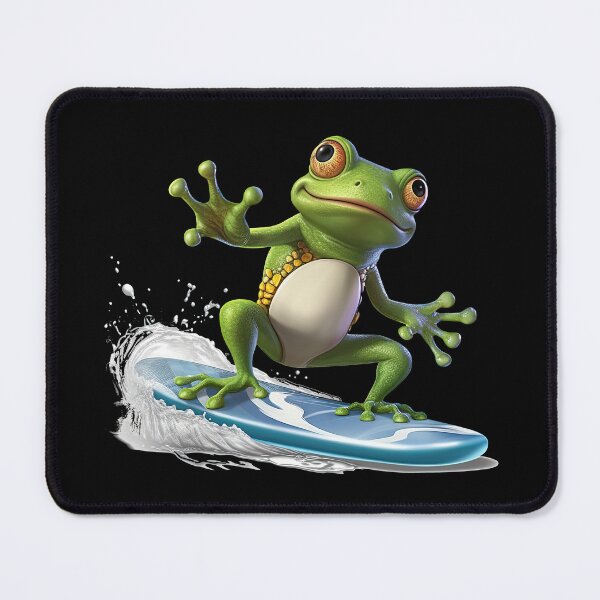 Item preview, Funny green frog surfing designed and sold by WallGemsArt.