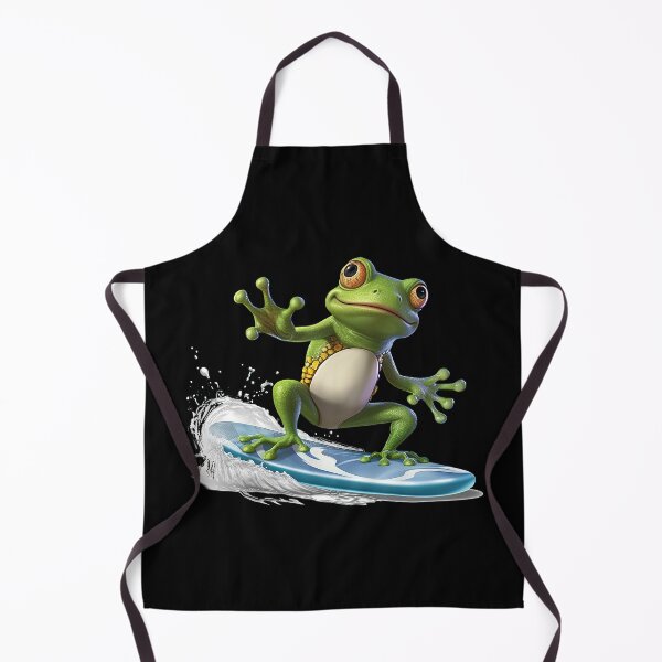 Item preview, Funny green frog surfing designed and sold by WallGemsArt.