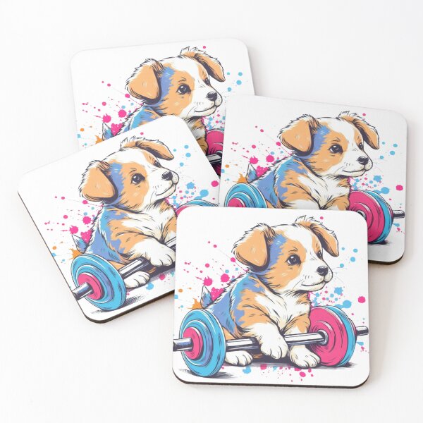 Item preview, Cute puppy doing gym exercise designed and sold by LoveDesignMania.