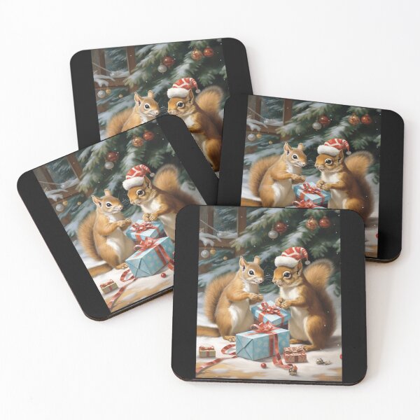 Item preview, Squirrel Couple Wearing A Christmas Hats designed and sold by TorpStore.