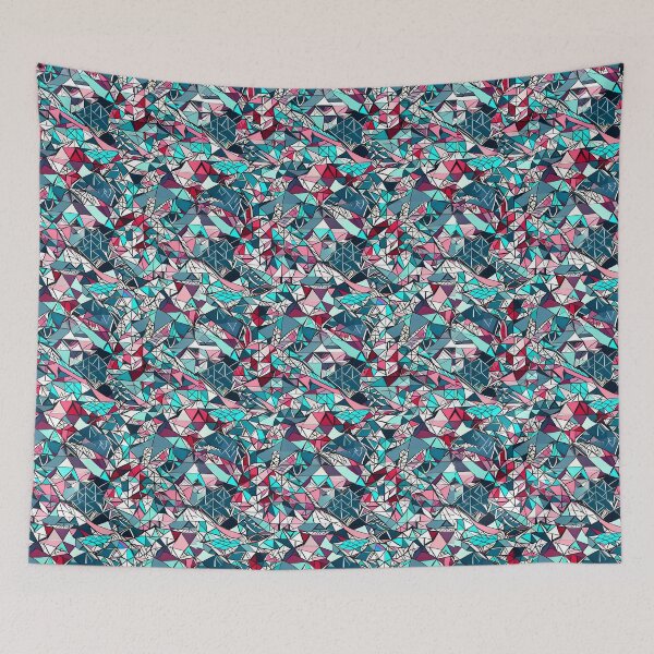 Item preview, Pink and Blue Geometric Dragon Pattern designed and sold by Geonimalia.
