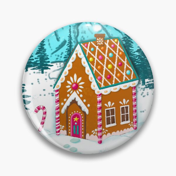 Artikelvorschau, bunt verziertes Lebkuchenhaus in verschneiten Bergen entworfen und verkauft von colorofmagic.