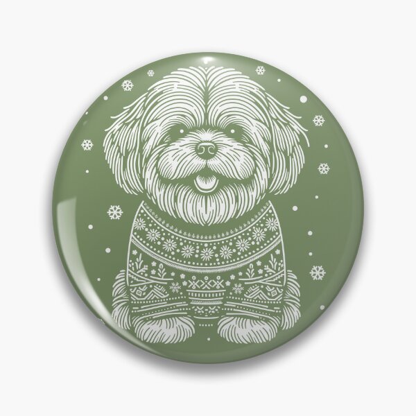 Item preview, Christmas Lhasa Apso Dog Wearing an Ugly Sweater Green designed and sold by hidden-design.