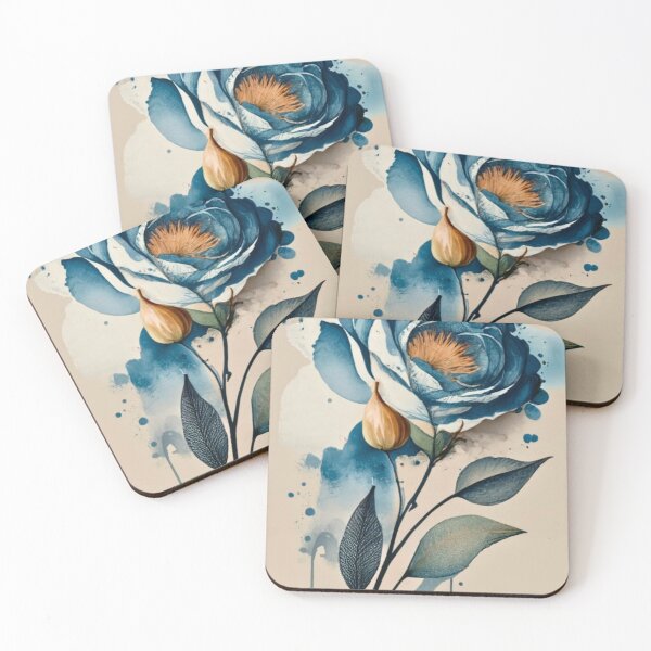 Artikelvorschau, Abstrakte blaue Rose mit goldenen Akzenten entworfen und verkauft von Algo-Palette.