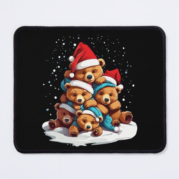 Item preview, Bear Christmas Tree in Snow Funny Family Bear Chistmas Hat designed and sold by Peculiarts.