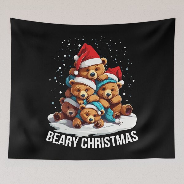 Item preview, Beary Christmas Bear Christmas Tree in Snow Funny Family Bear Xmas Hat designed and sold by Peculiarts.