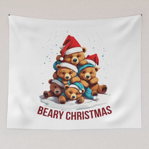 Item preview, Beary Christmas Bear Christmas Tree in Snow Funny Family Bear Xmas Hat designed and sold by Peculiarts.
