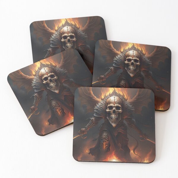 Item preview, Skull design with swords and wings in front of flames - A powerful and mysterious motif skull design with swords and wings in front of flames designed and sold by Bernsteinhaus.