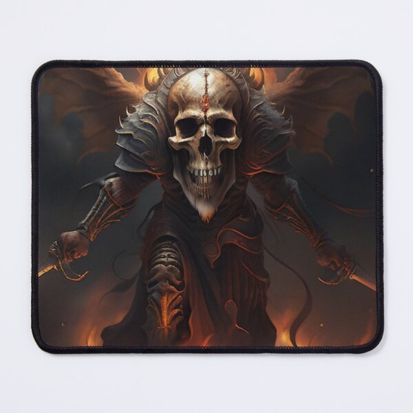 Item preview, Skull design with swords and wings in front of flames - A powerful and mysterious motif skull design with swords and wings in front of flames designed and sold by Bernsteinhaus.