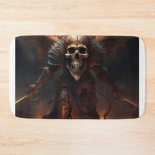 Item preview, Skull design with swords and wings in front of flames - A powerful and mysterious motif skull design with swords and wings in front of flames designed and sold by Bernsteinhaus.