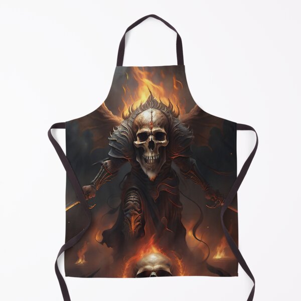 Item preview, Skull design with swords and wings in front of flames - A powerful and mysterious motif skull design with swords and wings in front of flames designed and sold by Bernsteinhaus.