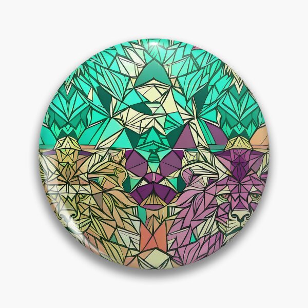 Item preview, Purple and Aquamarine Geometric Lions Pattern designed and sold by Geonimalia.