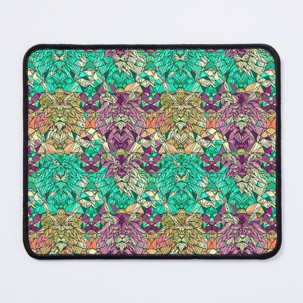 Item preview, Purple and Aquamarine Geometric Lions Pattern designed and sold by Geonimalia.