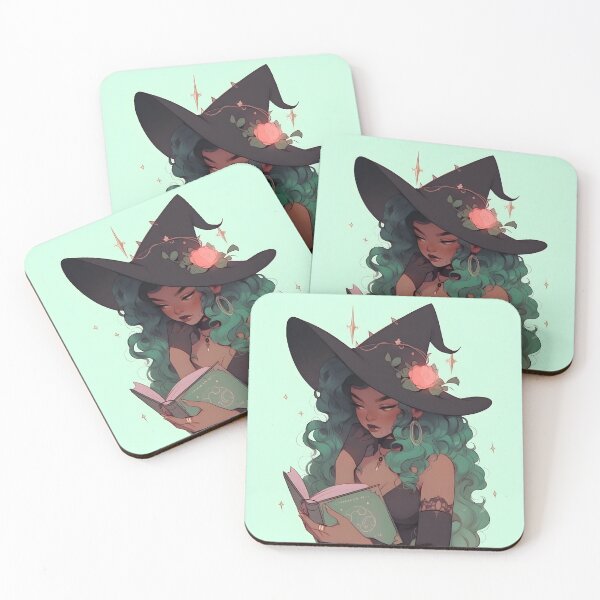 Item preview, Green witch reading a book designed and sold by baddiemaddieart.