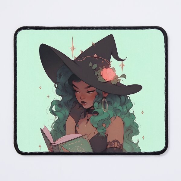 Item preview, Green witch reading a book designed and sold by baddiemaddieart.