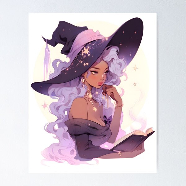 Item preview, Purple witch reading a book designed and sold by baddiemaddieart.