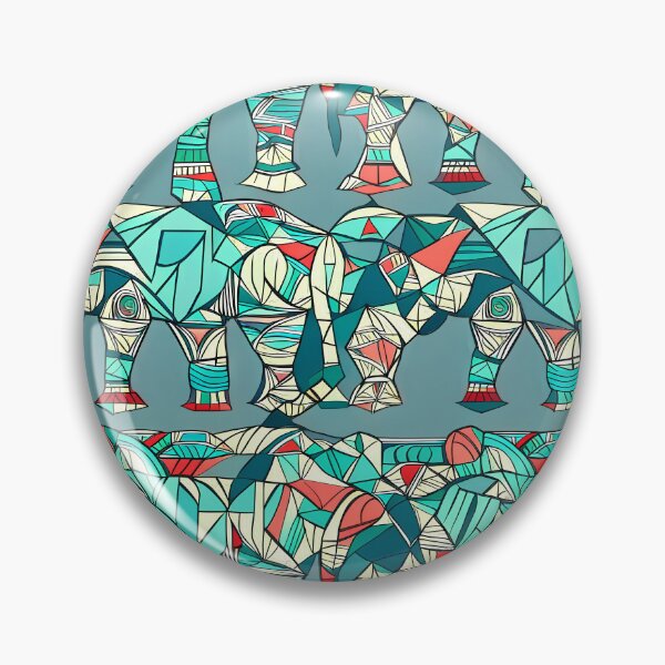Item preview, Blue and Red Geometric Elephants Pattern designed and sold by Geonimalia.