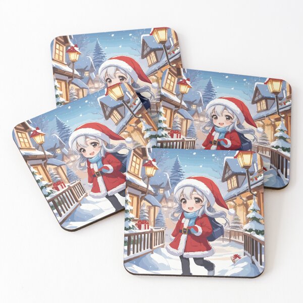 Item preview, Santa's Little Helper: Cartoon Girl Spreads Cheer in Christmas Town designed and sold by InkInspiratons.
