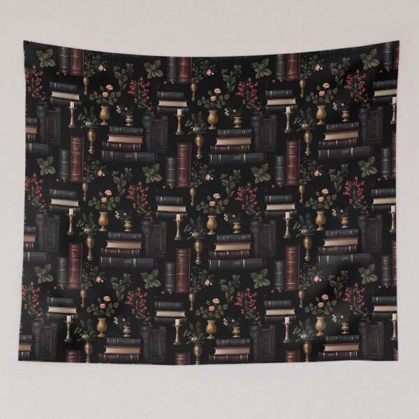 Item preview, Dark Academia - Books, Flowers and Candles - Witchy Night Library designed and sold by ThreeHaresMedia.