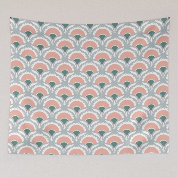 Item preview, Mod Art Deco Flower S2 Peach designed and sold by Carina Parry Studios.