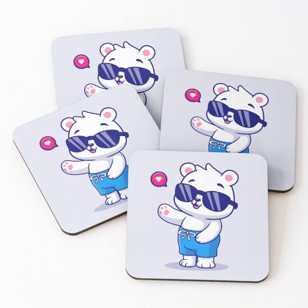 Item preview, Cute Polar Bear Summer Waving Hand Cartoon Vector Icon Illustration designed and sold by hjian8219.