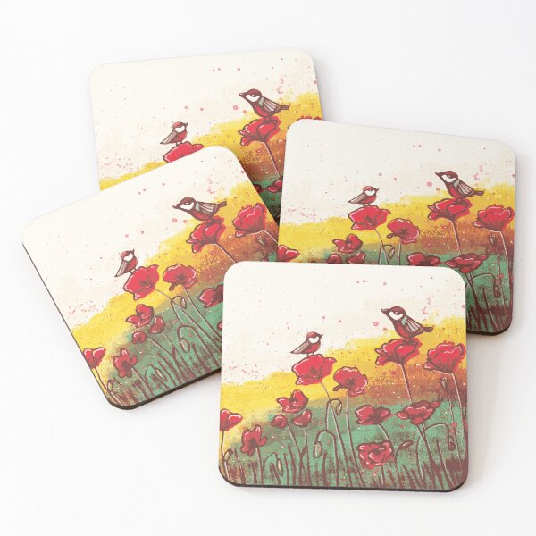 Item preview, Poppy field and birds designed and sold by margothuang.