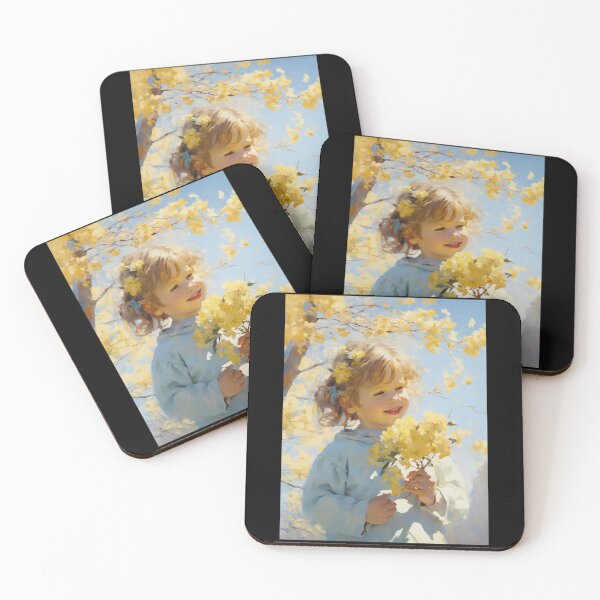 Item preview, Baby Playing With Yellow Flower Branch designed and sold by SallieIrma.
