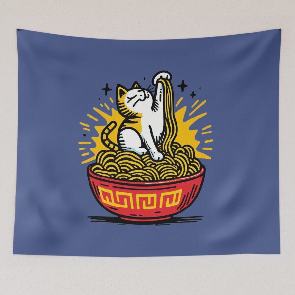 Item preview, Whimsical Cat's Ramen Inspection: Paw-sitively Playful Noodles designed and sold by sharon1210.