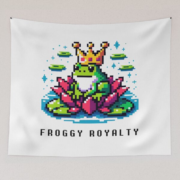 Item preview, Froggy Royalty - Pixel Art Crowned Frog on Lily Pad designed and sold by PixelPunkster.