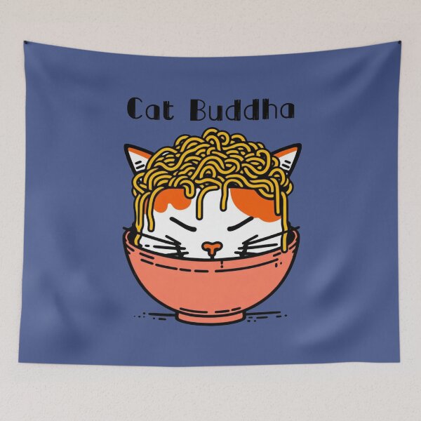 Item preview, Zen Cat's Noodle Enlightenment: Serenity in a Red Bowl designed and sold by sharon1210.