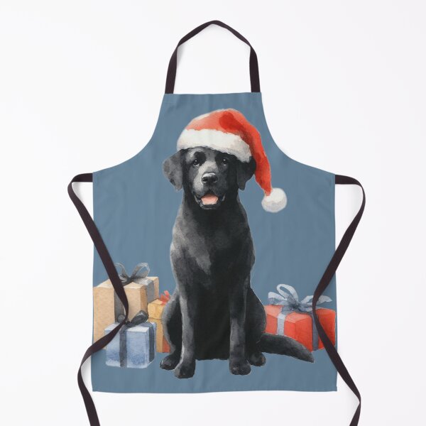 Item preview, Black Labrador with Christmas Gifts designed and sold by barksandsqueaks.