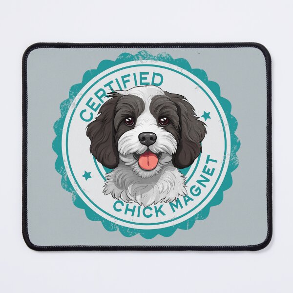 Artikelvorschau, Cavapoo Cavoodle Oodle Funny Certified Chick Magnet – Schwarz und Weiß entworfen und verkauft von wotsthis.
