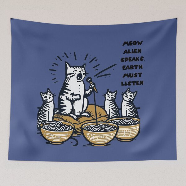 Item preview, Alien Cat's Ramen Broadcast: Extraterrestrial Feline Proclamations designed and sold by sharon1210.