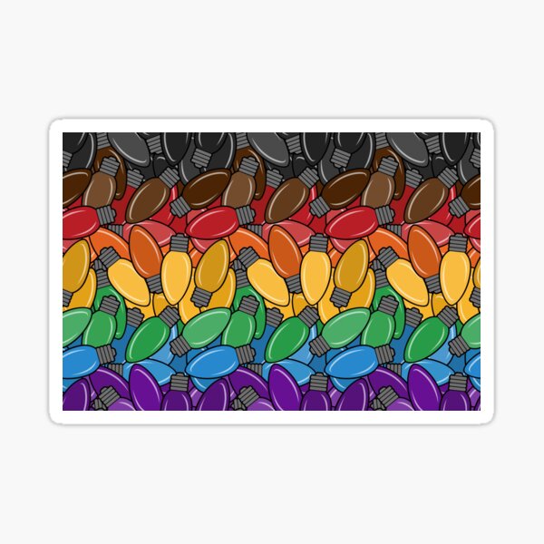 Overlapping Christmas Lights in the colors of the inclusive LGBTQ Pride Flag Sticker