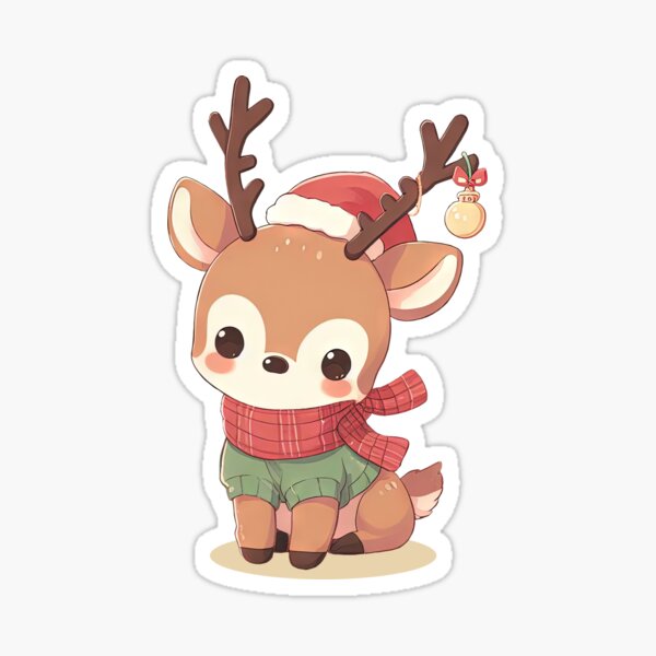 Cute Christmas Deer Sticker - Sticker Mania