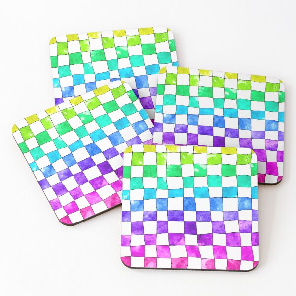 Item preview, Painted checkerboard rainbow tiles designed and sold by SoshanaC.