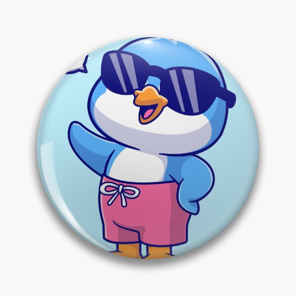 Item preview, Cute Penguin Summer Waving Hand Cartoon Vector Icon Illustration designed and sold by hjian8219.