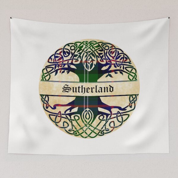 Item preview, Sutherland Tree of Life Clan Scottish Surname tartan designed and sold by BagTown Clans.