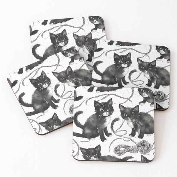 Item preview, Adorable kittens playing with yarn seamless pattern designed and sold by IssaraStudio.