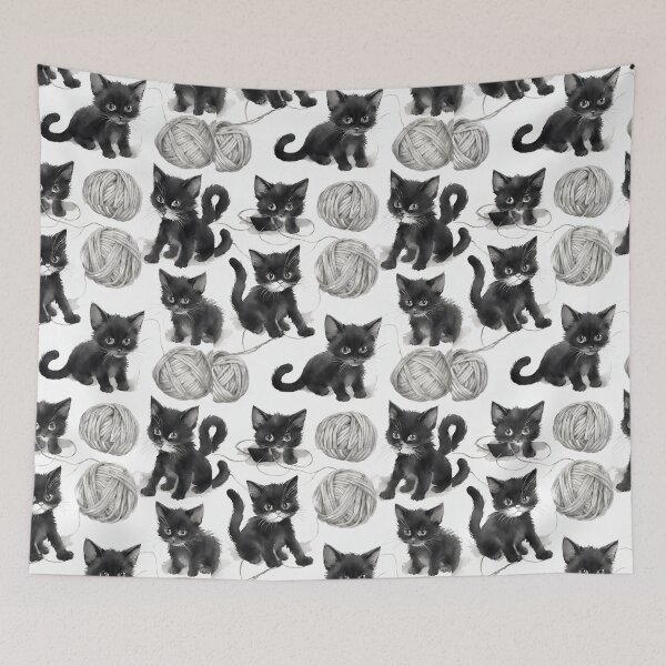 Item preview, Charming kittens engaged in playful antics with yarn, radiating an irresistibly adorable vibe seamless pattern designed and sold by IssaraStudio.
