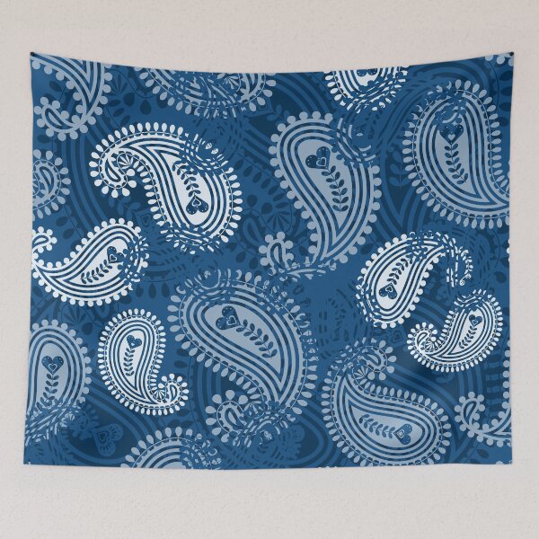 Item preview, Classic Blue Overlapped Paisleys designed and sold by VIBEARTZDESIGN.