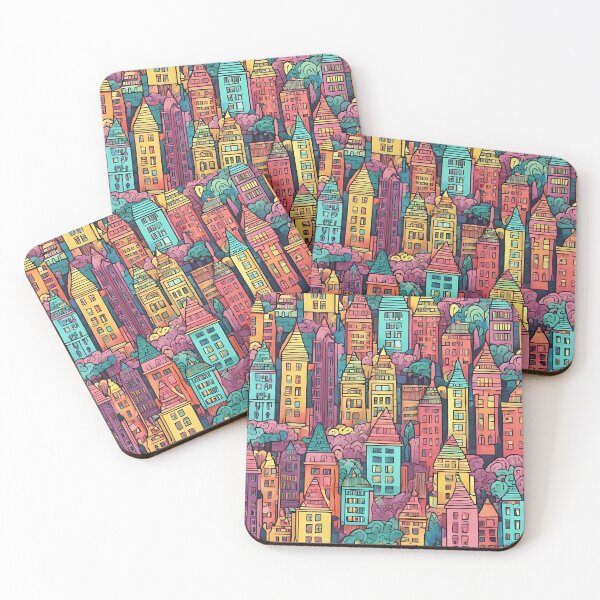Item preview,  Magical Colorful City Pattern designed and sold by DigiDreamyArt.