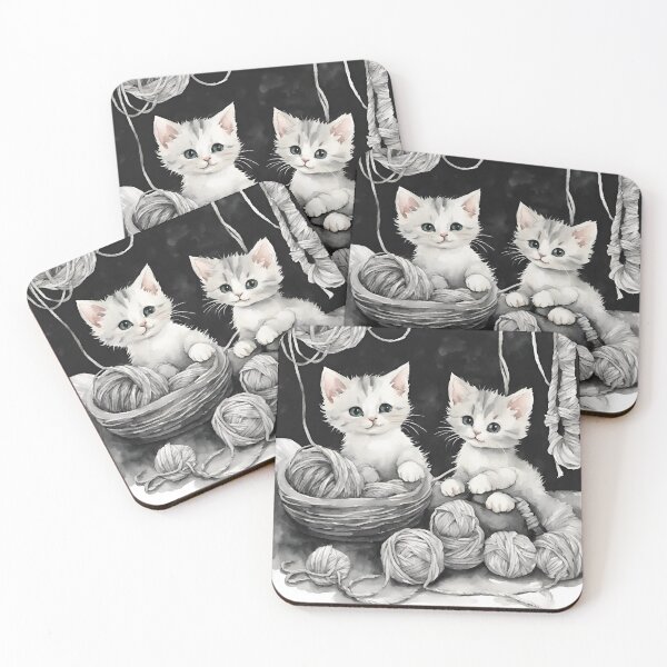 Item preview, Adorable kittens playing with yarn designed and sold by IssaraStudio.