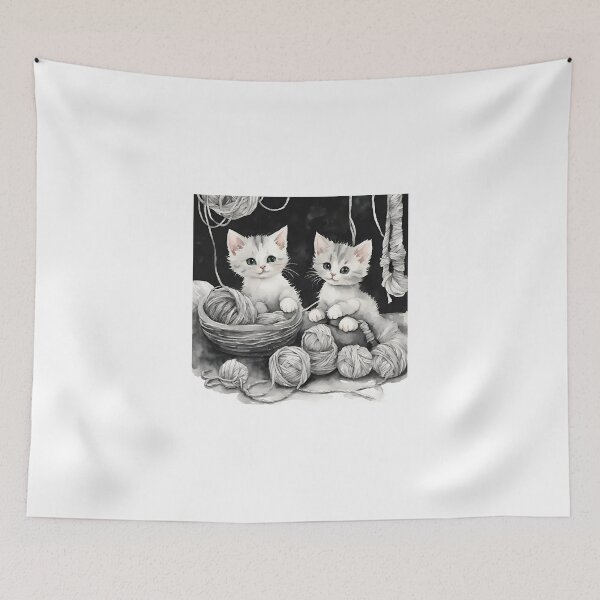 Item preview, Adorable kittens playing with yarn designed and sold by IssaraStudio.