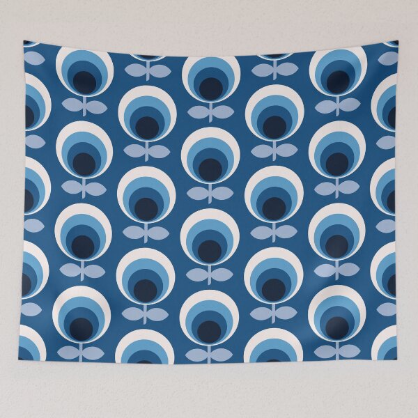 Item preview, Mid-century Classic Blue Flowers designed and sold by VIBEARTZDESIGN.