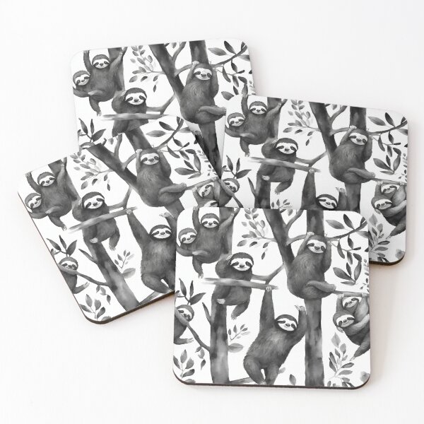 Item preview, Happy sloths hanging from trees. seamless pattern designed and sold by IssaraStudio.