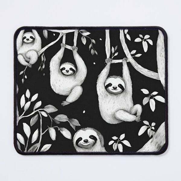 Item preview, Cheerful sloths relaxing among the trees seamless pattern designed and sold by IssaraStudio.