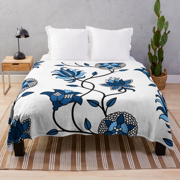 Item preview, Classic Blue Indian Flowers designed and sold by VIBEARTZDESIGN.